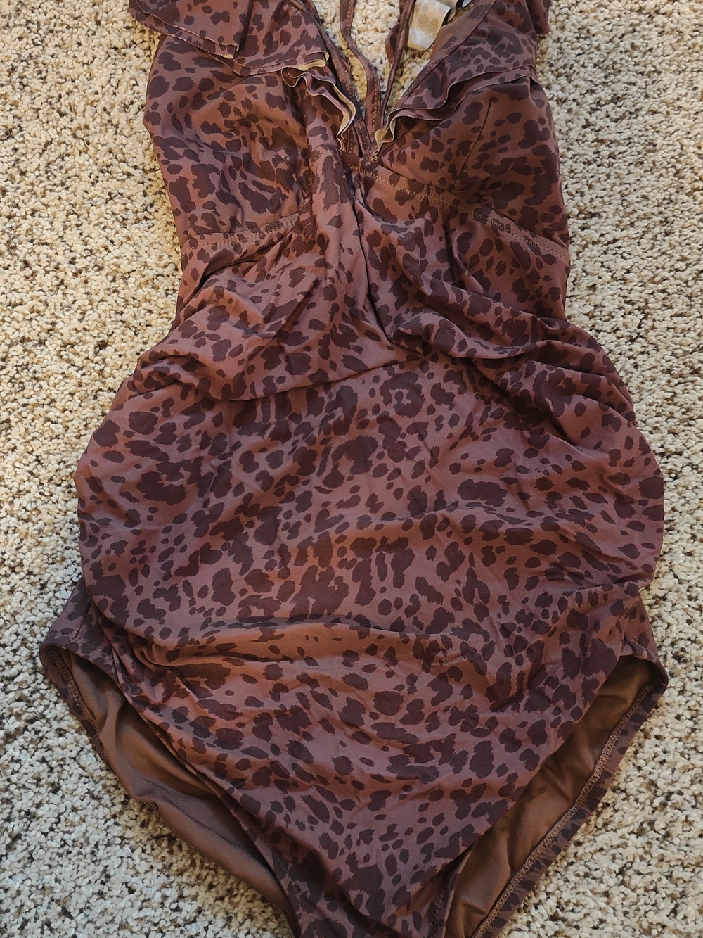 GAP Maternity Leopard Print One-Piece Swimsuit in Mauve Brown